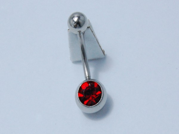 Chirurgická ocel -  piercing do pupíku červený