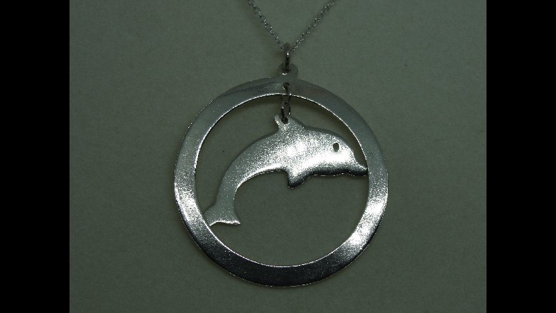 stříbrný řetízek 45cm s přívěskem delfín v kruhu