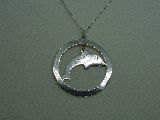 stříbrný řetízek 45cm s přívěskem delfín v kruhu